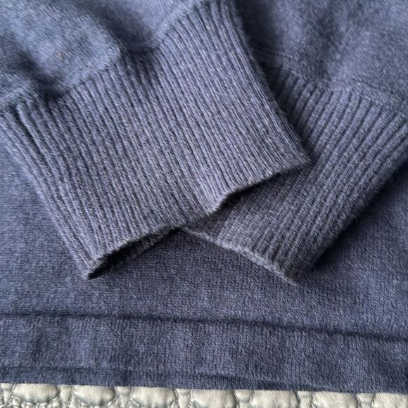 The North Face 1/4 Zip Wool Cotton Fleece Navy Size Medium - Picture 4 of 6